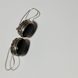 Vintage Oval FNA Sterling Silver Drop Earrings